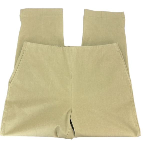 Lysse Olive Amber Crop Pants Pull On Pockets Stretch Twill Smoothing Waist Large